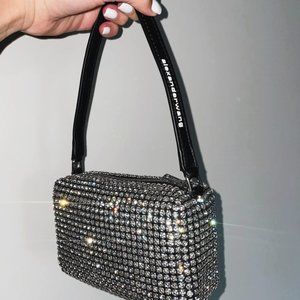 Authentic Alexander Wang heiress pouch in rhinestone mesh medium-sized pouch bag